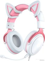 Наушники Onikuma X10 (белый/розовый, с ушками)