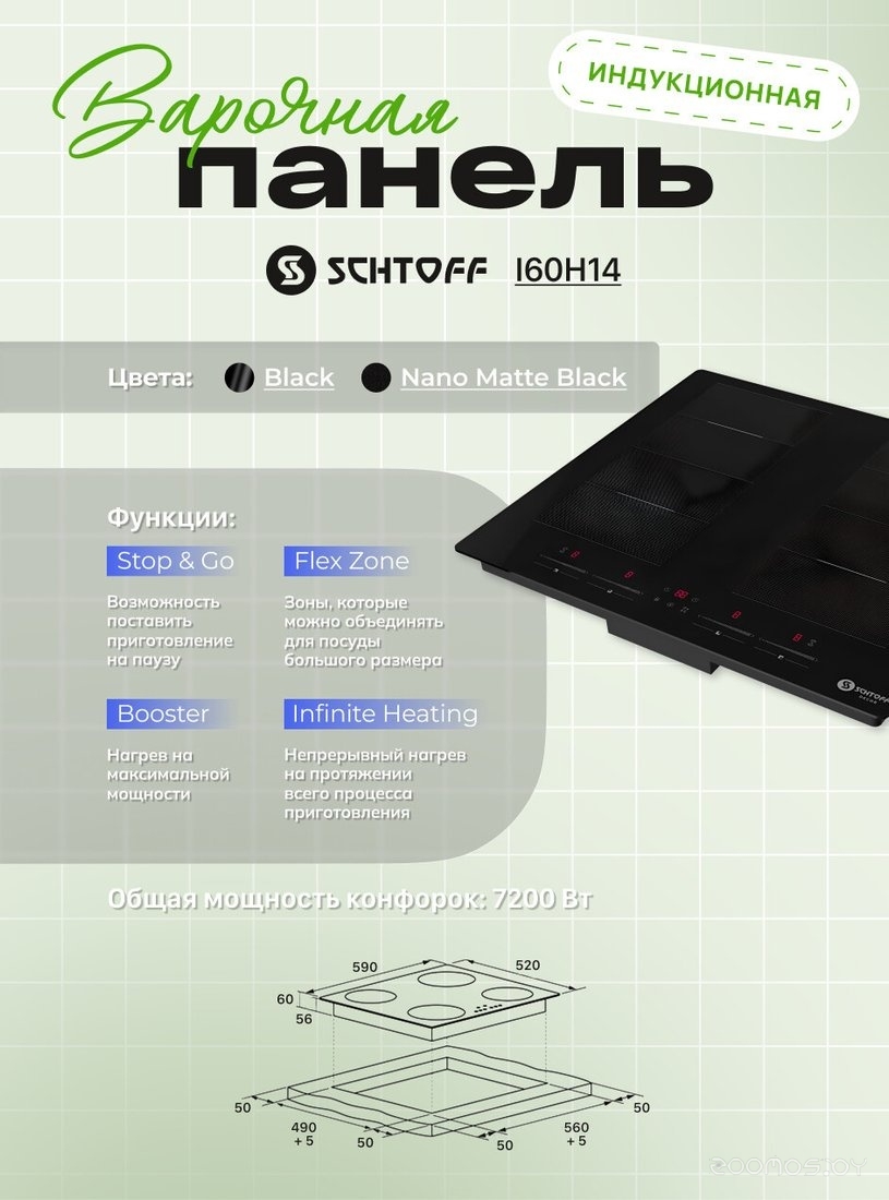 Варочная панель Schtoff I60H14 Nano Matte Black, фото 4