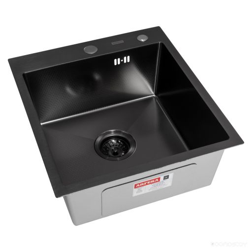Кухонная мойка ARFEKA ECO AR 450*500 BLACK PVD NANO DECOR VOLCANIC ROCK, фото 1