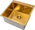 Кухонная мойка Basic CL DS Decor 45x50 (золото, коландер, дозатор)