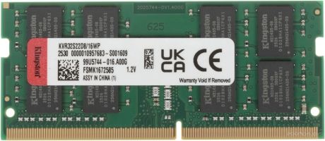 Оперативная память Kingston 16ГБ DDR4 SODIMM 3200 МГц KVR32S22D8/16WP