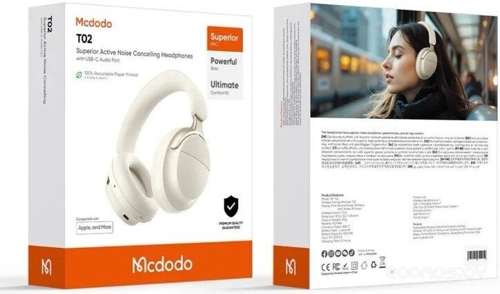 Наушники McDodo T02 (бежевый), фото 3