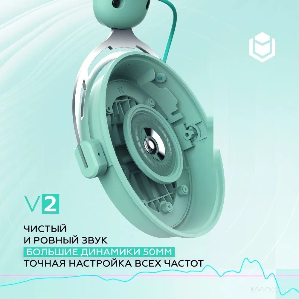 Наушники IO by Red Square Graphite v2 (бирюзовый/белый), фото 3