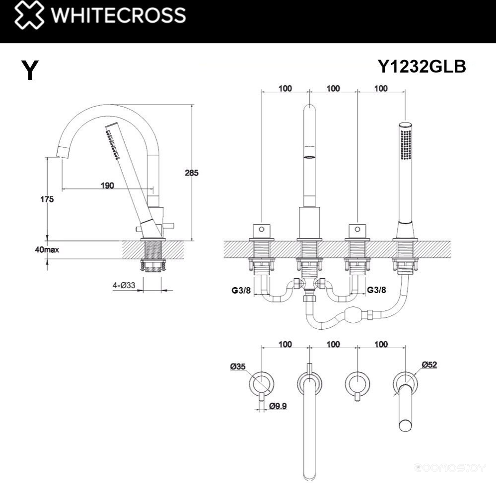 Смеситель Whitecross Y Y1232GLB (брашированное золото), фото 3