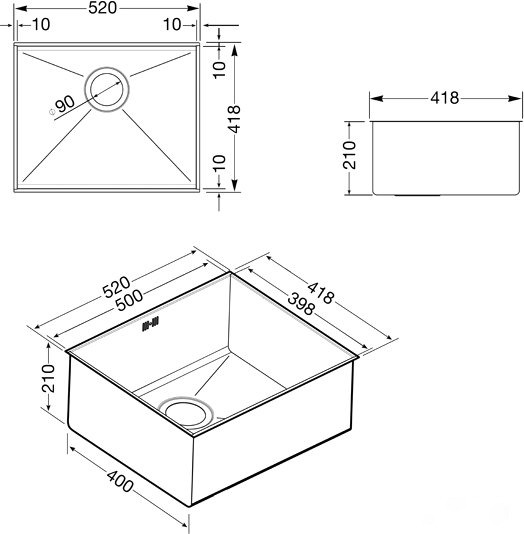 Кухонная мойка Smeg VSTQ50-2, фото 3