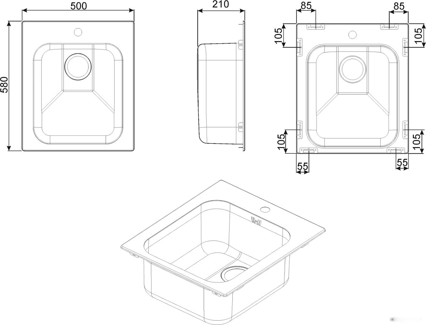 Кухонная мойка Smeg VS45-P3, фото 3