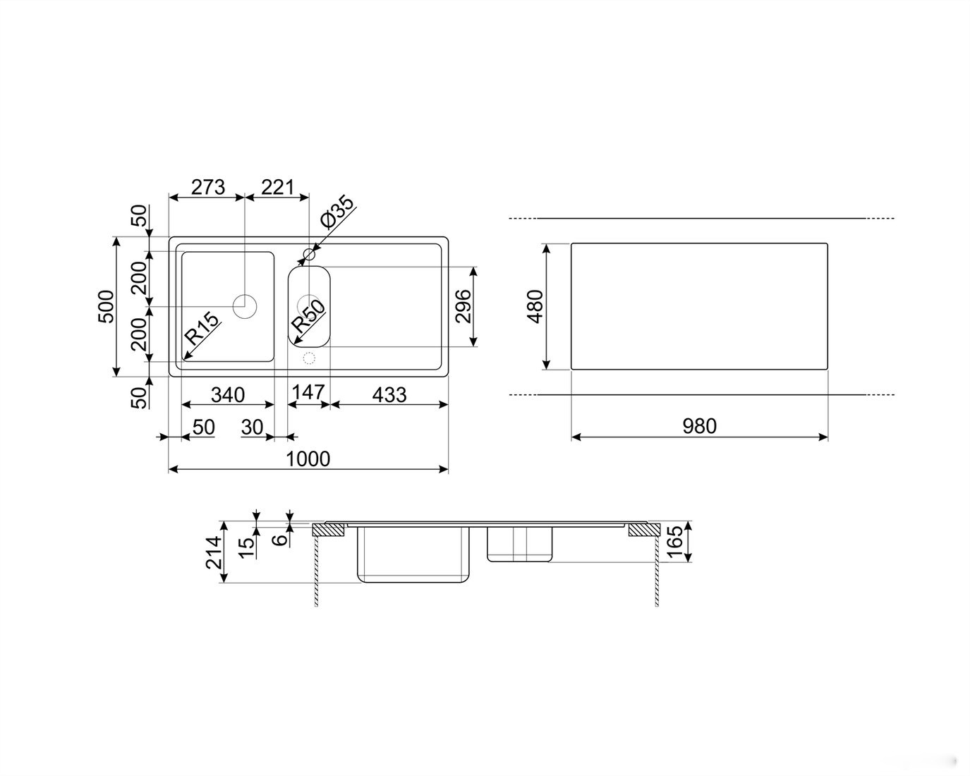 Кухонная мойка Smeg LDR102-2, фото 2