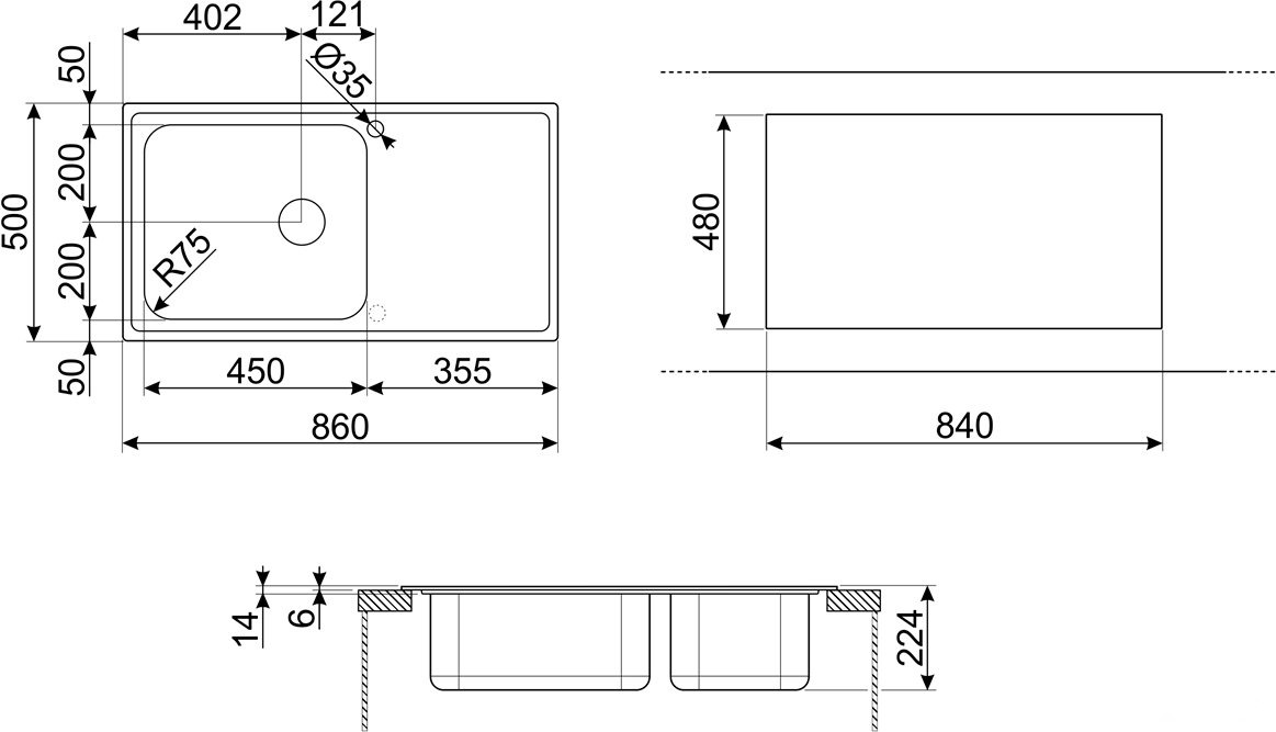 Кухонная мойка Smeg LGR861-2, фото 4