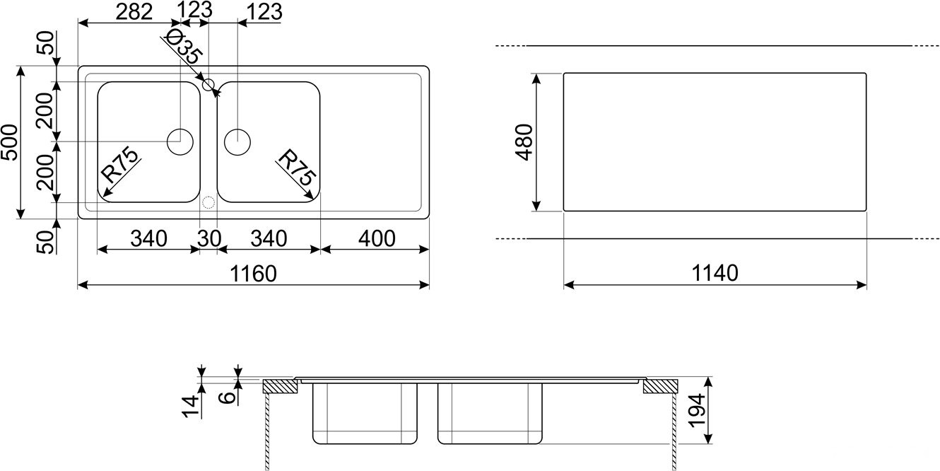 Кухонная мойка Smeg LPR116, фото 3