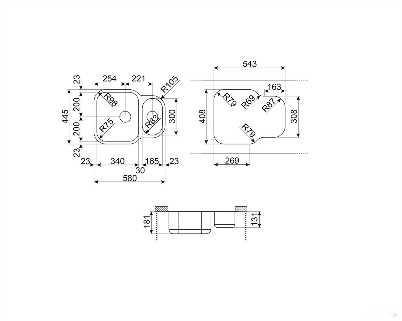 Кухонная мойка Smeg UM3416-2, фото 2
