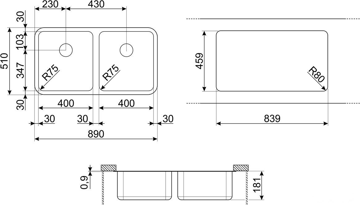 Кухонная мойка Smeg UM4545, фото 3