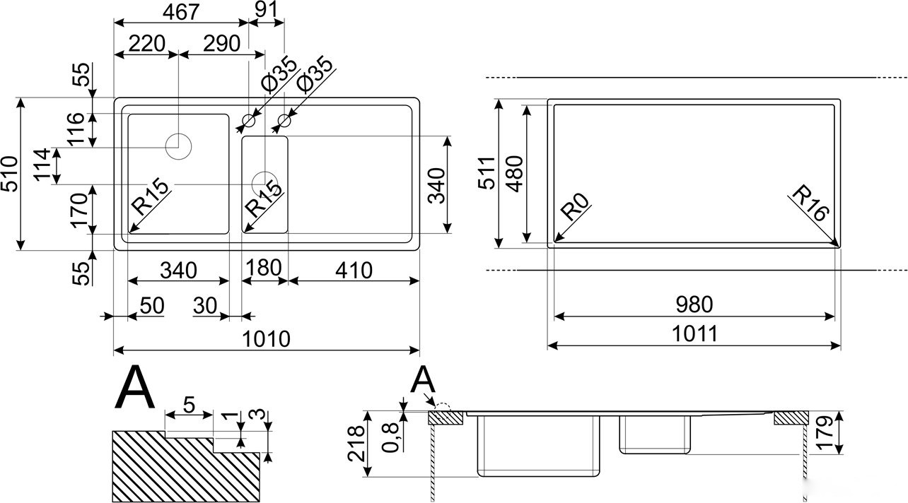 Кухонная мойка Smeg LFT102D, фото 3
