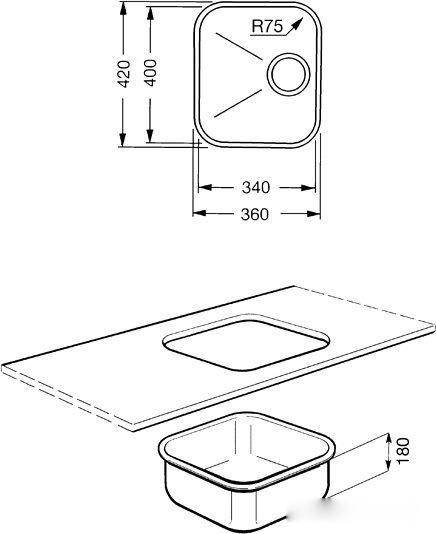 Кухонная мойка Smeg UM34, фото 2