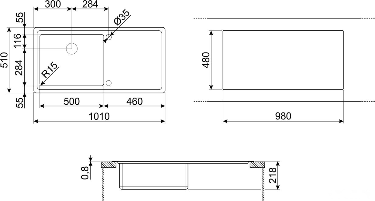 Кухонная мойка Smeg LFT100S, фото 3
