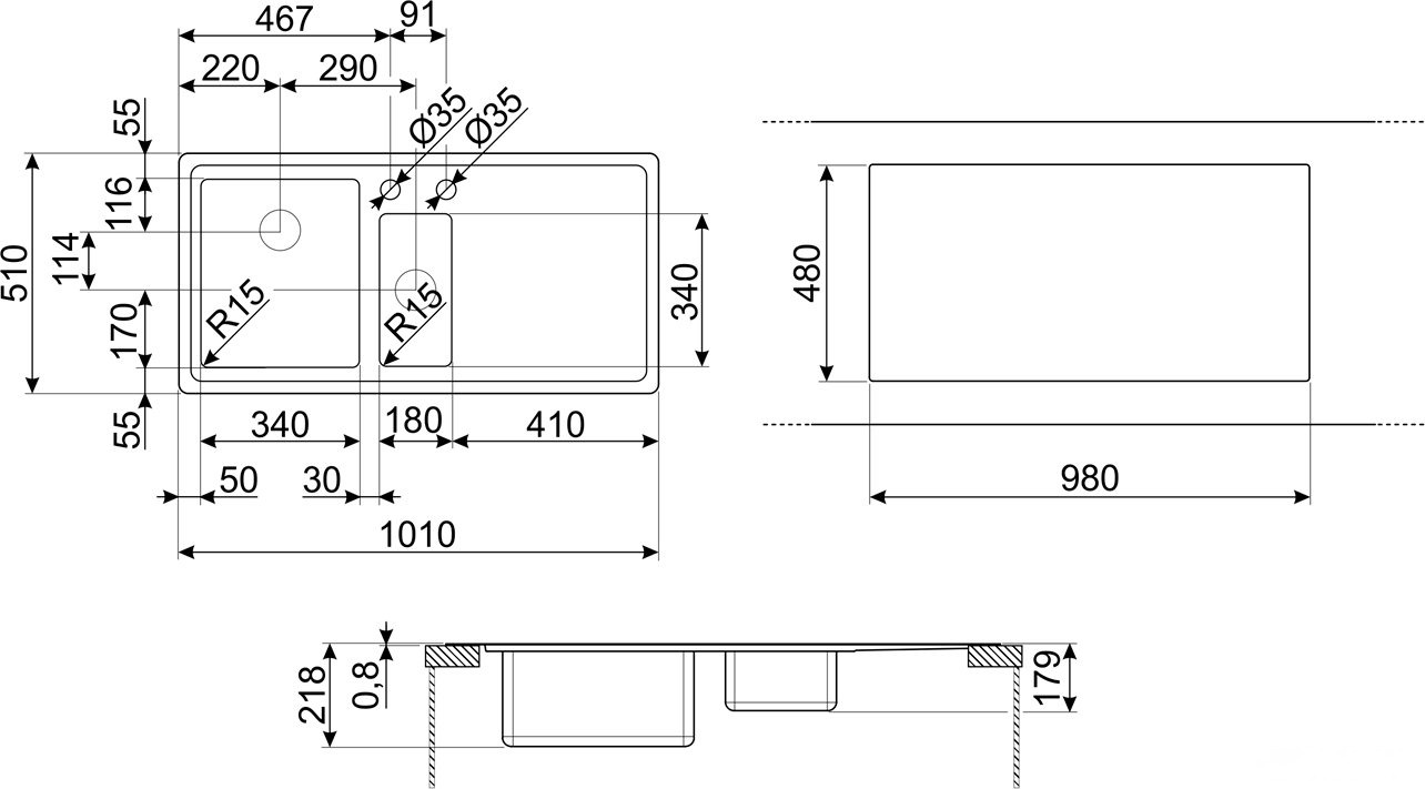 Кухонная мойка Smeg LFT102D, фото 2