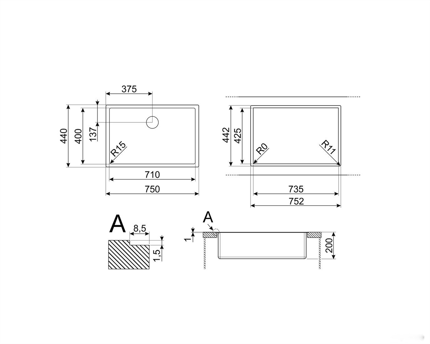Кухонная мойка Smeg VFU71SFR, фото 2