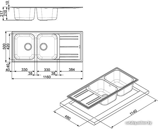 Кухонная мойка Smeg LZ116B, фото 2