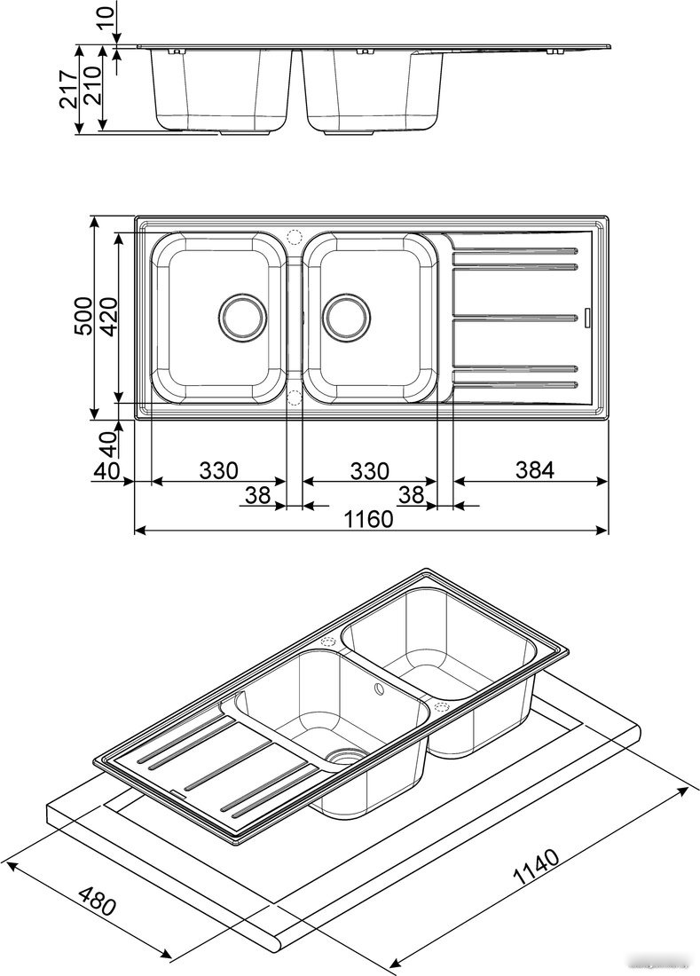 Кухонная мойка Smeg LZ116A2, фото 2