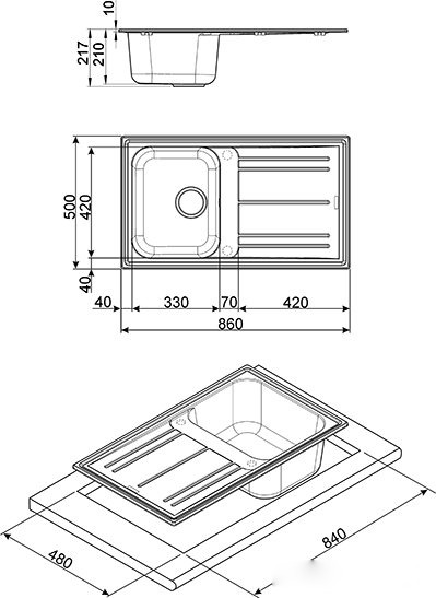 Кухонная мойка Smeg LZ861A2, фото 2