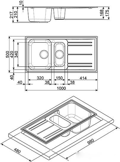 Кухонная мойка Smeg LZ102CT, фото 2