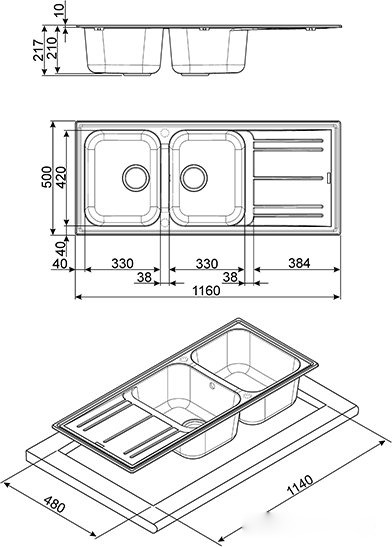 Кухонная мойка Smeg LZ116CT, фото 2