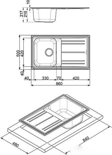 Кухонная мойка Smeg LZ861CT, фото 2