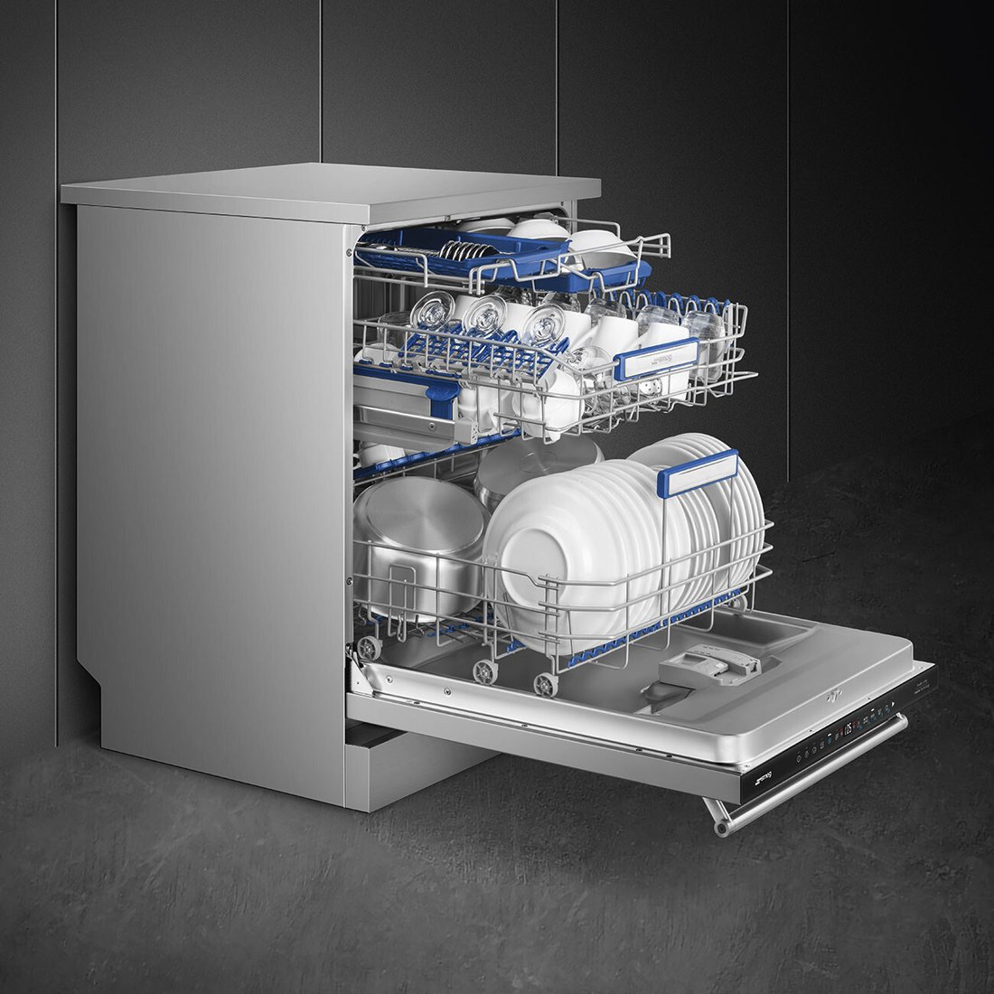 Отдельностоящая посудомоечная машина Smeg LVS345BQSTX, фото 2