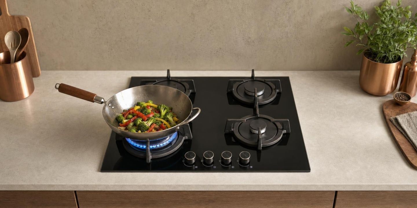 Газовые варочные панели на стекле с WOK-конфоркой: как выбрать