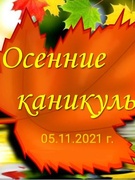 Осенние каникулы 05.11.2021 г.