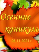 Осенние каникулы 06.11.2021 г.