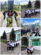 08.05.2025 В преддверии 9 Мая, учащиеся нашей школы возложили  венок у памятника братской могилы