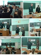 Встреча учащихся 5 - 9 классов с представителями РОЧС, Хацулевым А. А. и Лукьянцевой М. Г.