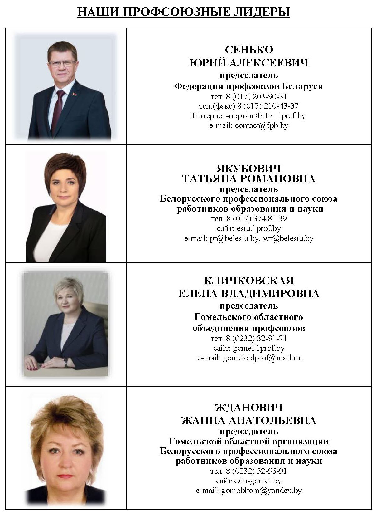 НАШИ ПРОФСОЮЗНЫЕ ЛИДЕРЫ