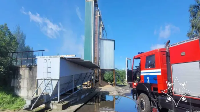В Жлобинском районе горела зерносушилка
