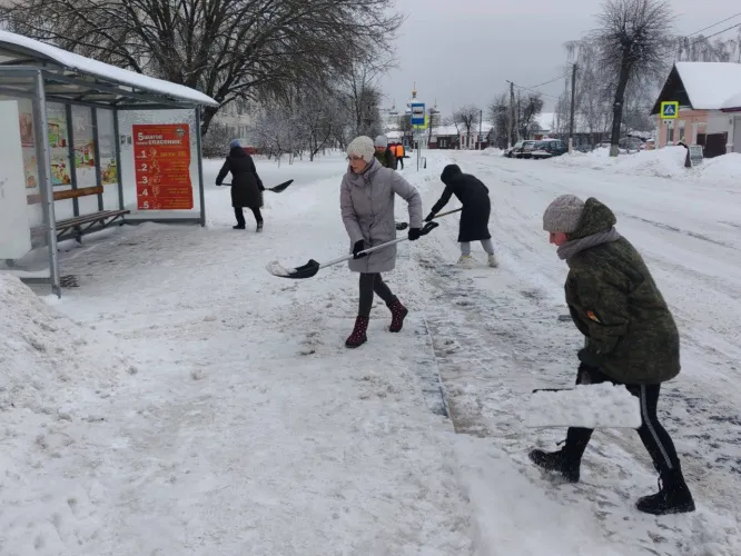 Добрушане вышли на субботник: вместе справились со снегом и льдом