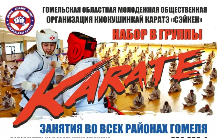 Набор детей и взрослых в группы киокушинкай каратэ в Гомеле
