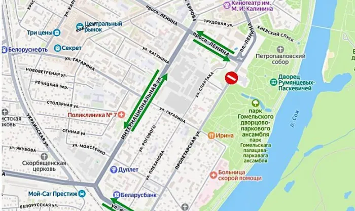 В Гомеле на два дня закроют движение по улице Пролетарской