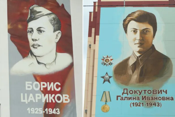 Уникальная галерея памяти. В Гомеле открыли муралы Героя Советского Союза Бориса Царикова и легендарной летчицы Галины Докутович