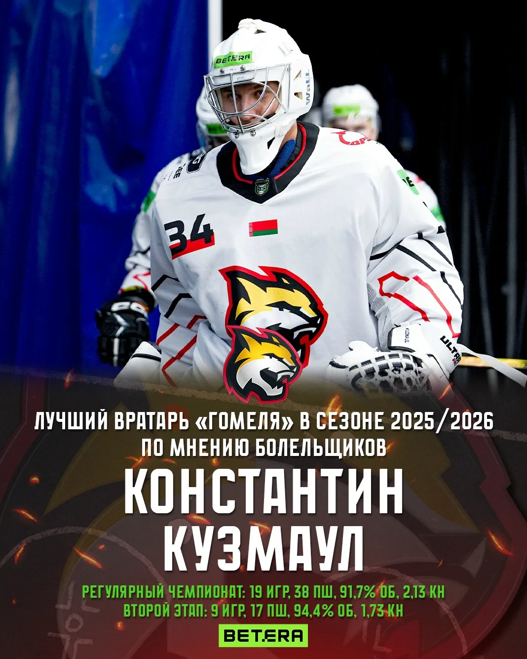 Определены лучшие вратарь и нападающий ХК "Гомель" в сезоне 2025/2026