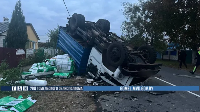 В Гомельском районе водитель грузовика наехал на дерево, опрокинулся и погиб на месте