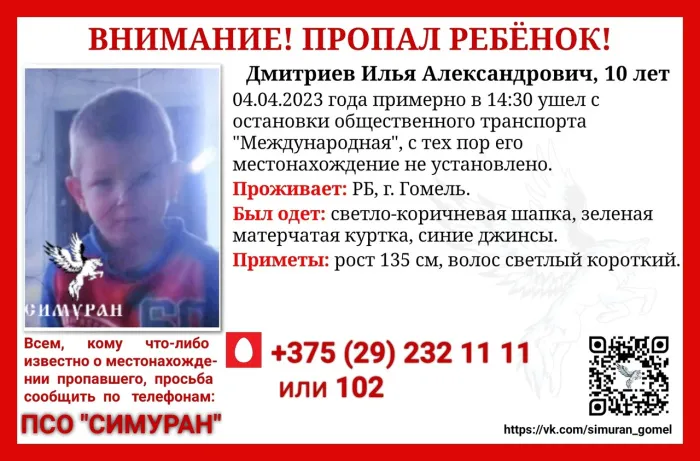 В Гомеле пропал 10-летний мальчик (обновлено)