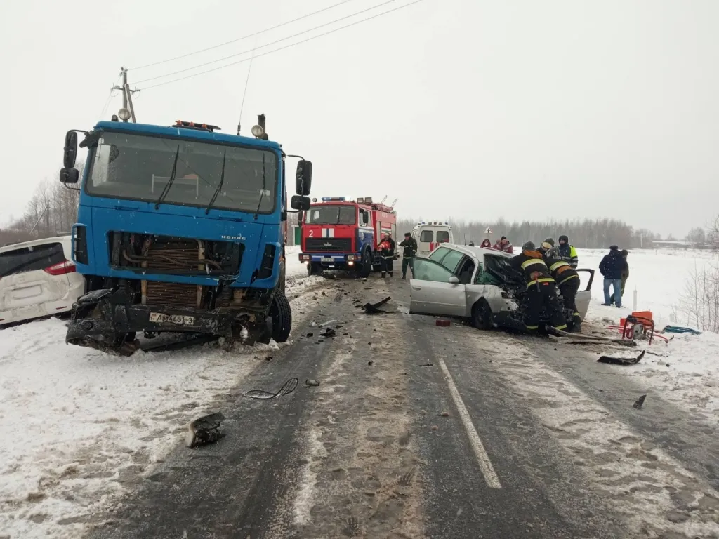 В Житковичском районе столкнулись грузовик и легковушка. Один из водителей погиб