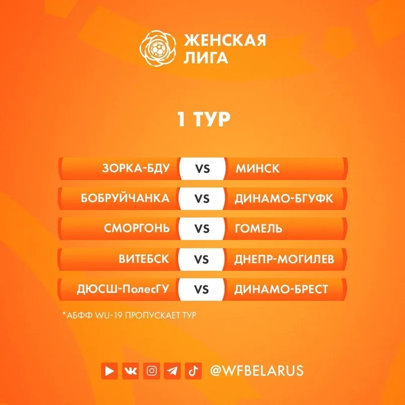 Расписание первых двух туров чемпионата Беларуси по футболу среди женских команд