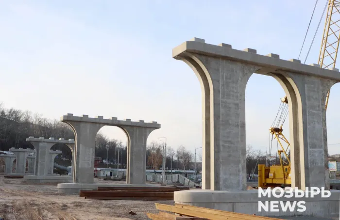 Прошел год с того дня, когда мост через Припять в Мозыре был закрыт на ремонт. Узнали, какими темпами он идет