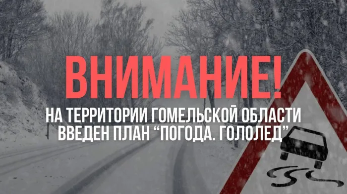 В связи с гололедом УВД облисполкома вводит план «Погода» по всей Гомельской области