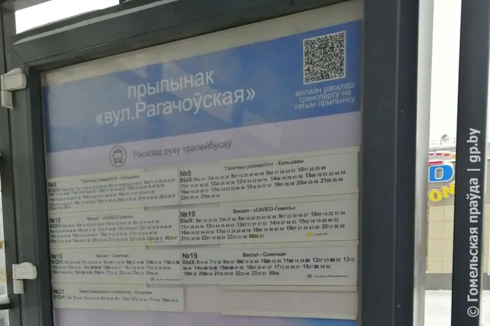 Удобное место для расписания движения транспорта появилось на некоторых остановках в Гомеле 