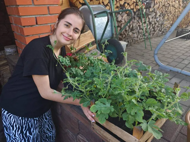 Все идет по плану: школьница из Гомельского района выращивает арбузы из подаренных Президентом семян