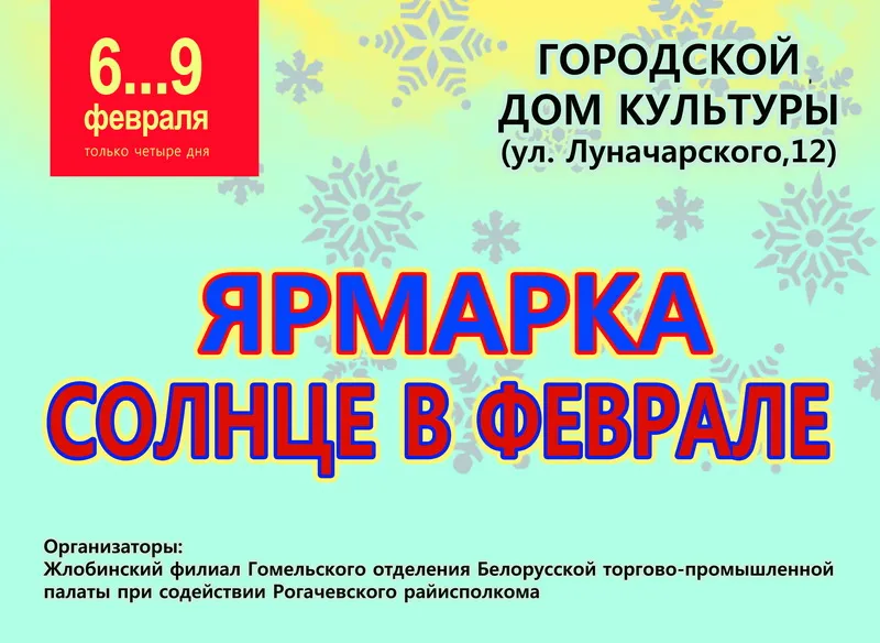 Ярмарка "Солнце в феврале" пройдет в Рогачеве