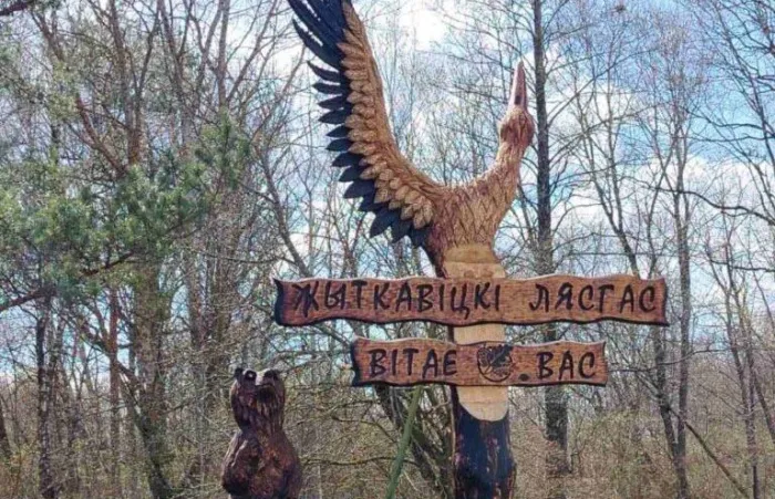 На границе Гомельской и Минской областей Житковичский лесхоз установил новый оригинальный указатель
