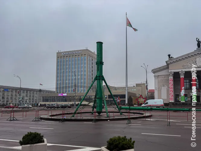 В Гомеле начали установку главной новогодней красавицы
